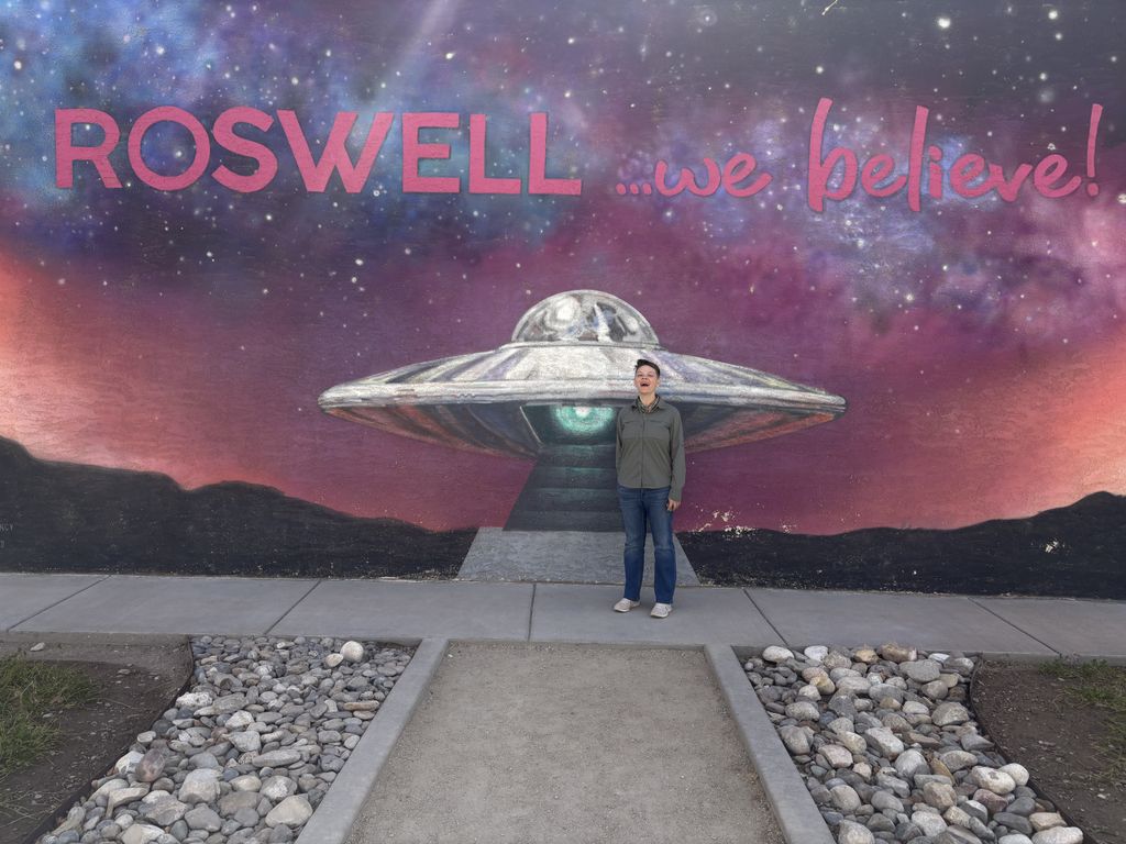 Scout in front of the UFO Museum.